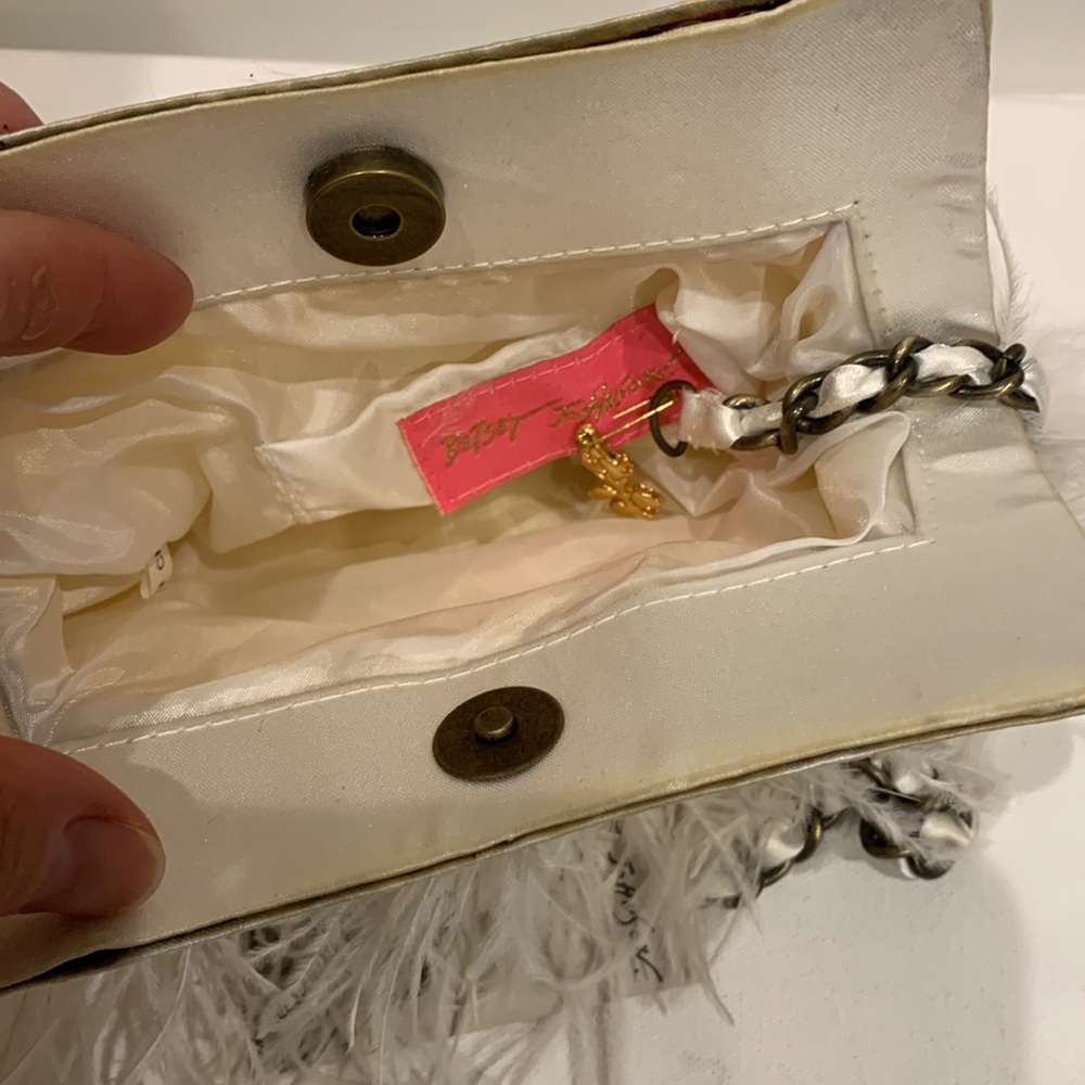 Betsey Johnson White Feather Studded Clutch - Picture 10 of 14